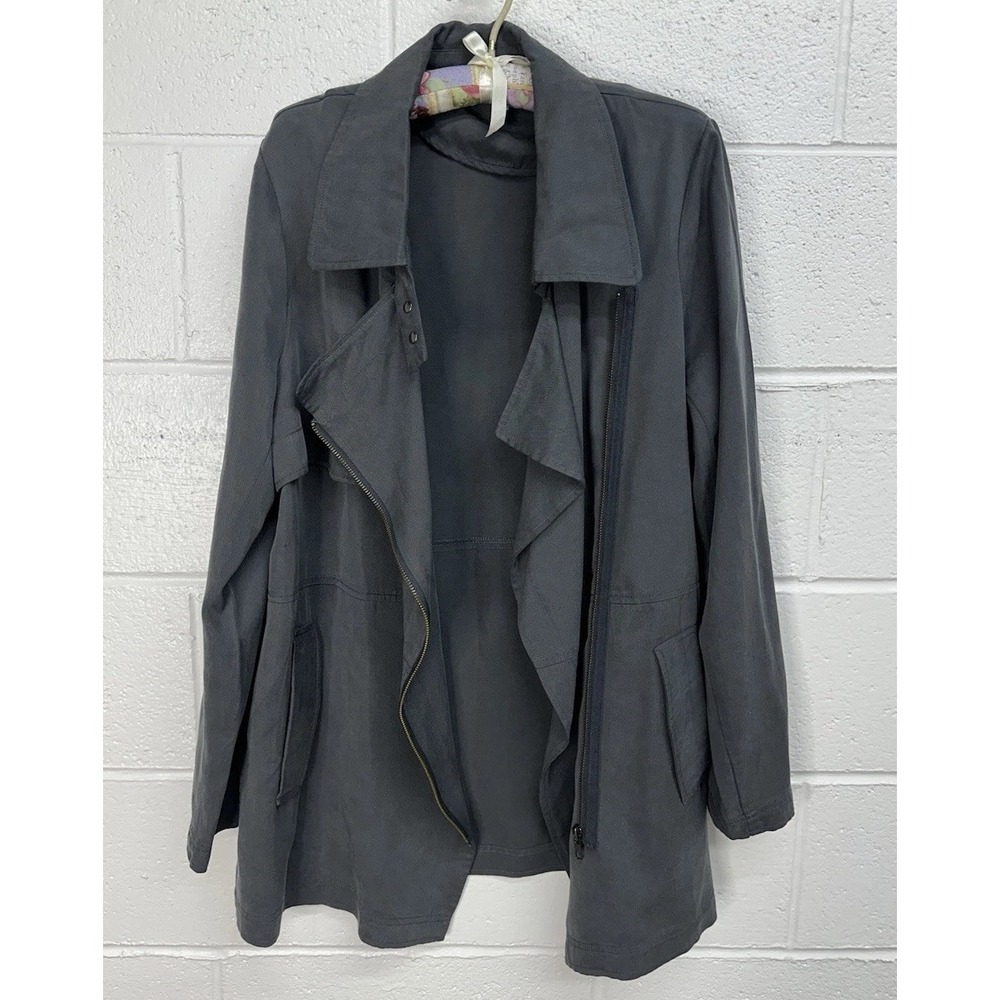 Gentle Fawn Blazer Jacket Gray Tencel Asymmetric Zip / Women's Medium